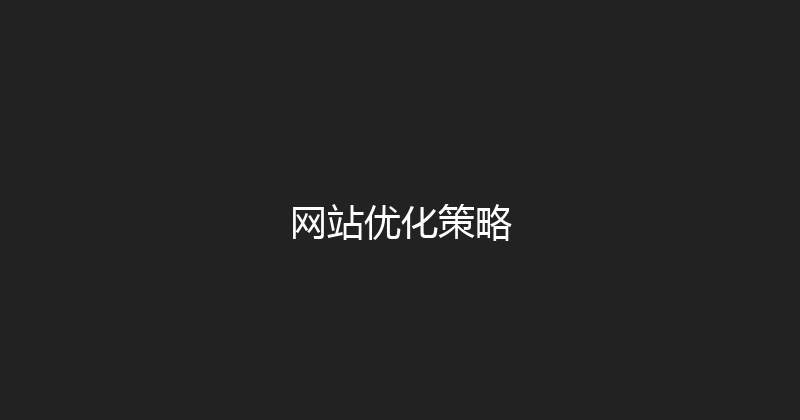 网站优化策略 封面图